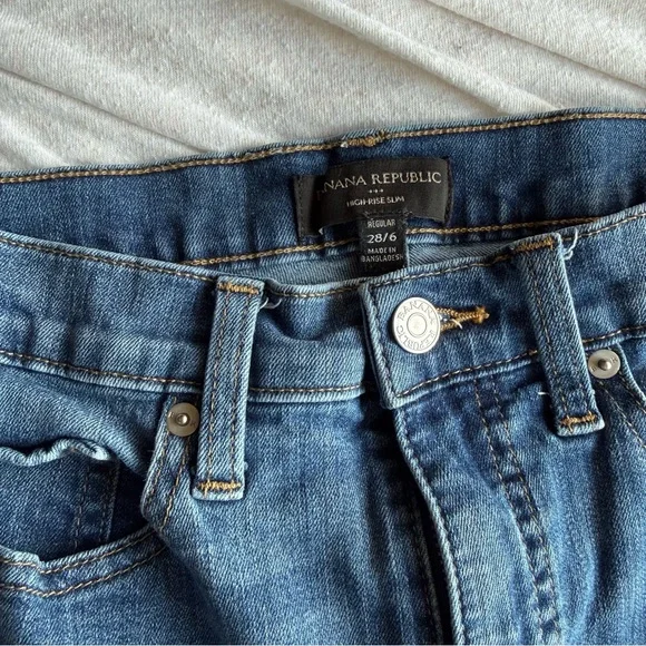 Banana Republic Dark Blue High Rise Slim Straight-Leg Jeans - Picture 3 of 6